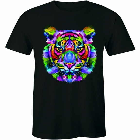 Tiger Face Neon - Wild Life Animal Rave Music Men's T-Shirt