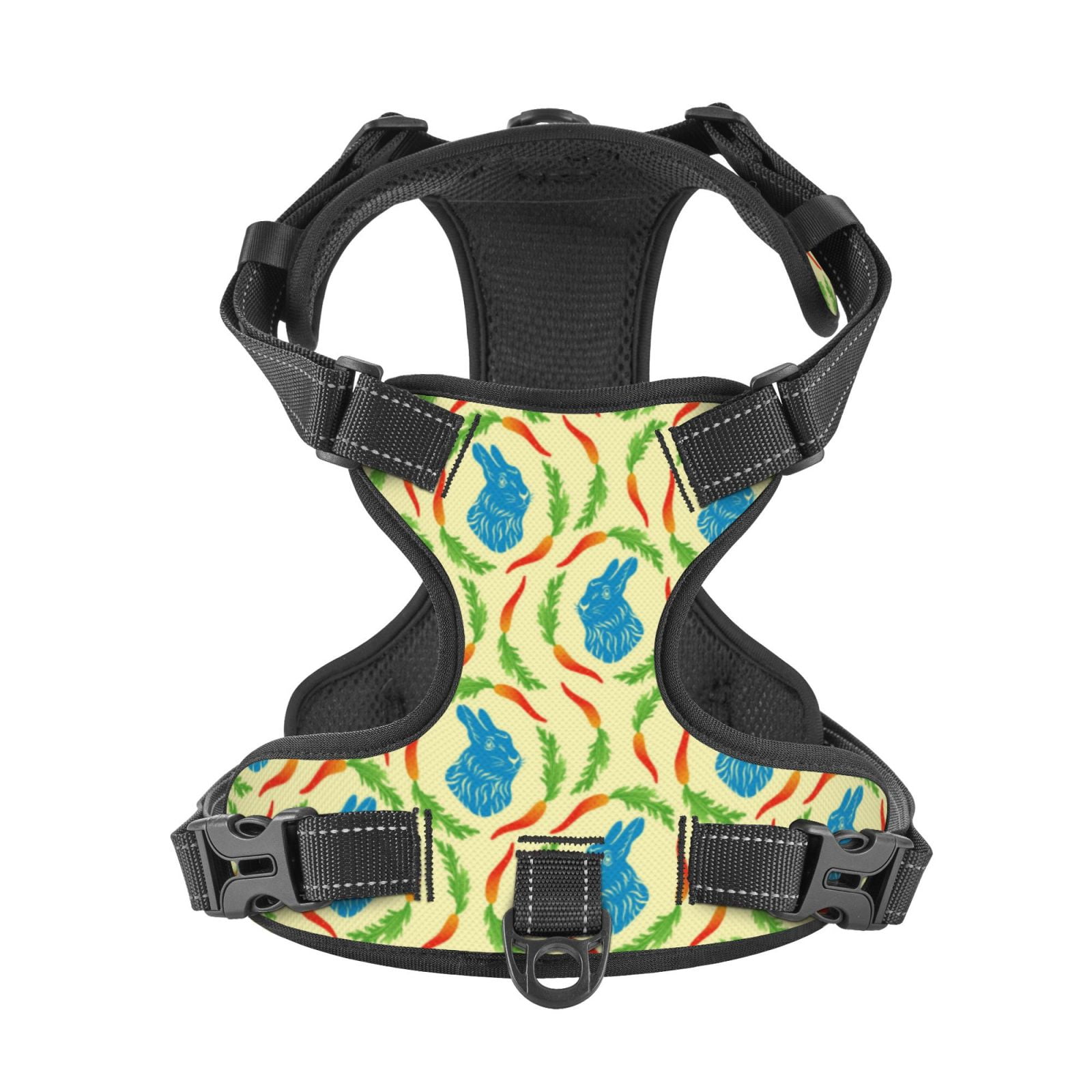 Kdxio Blue Rabbit Print No Pull Dog Harness Adjustable Reflective Oxford Easy Control Medium Large Dog Harness for Training and Everyday-Small