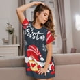 thumbnail image 3 of Easygdp Cute Christmas Gnomes (2) Camisón de manga corta para mujer, informal, estampado, 3 of 6