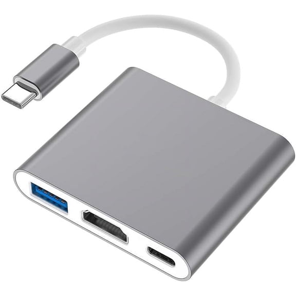 USB C to HDMI Adapter, Type C to 4K HDMI Adapter with 100W PD & USB 3.0 Port Multiport Digital AV Converter for MacBook Pro/air, iPad Pro/air, iPhone 15 and More USB-C Devices (Gray)