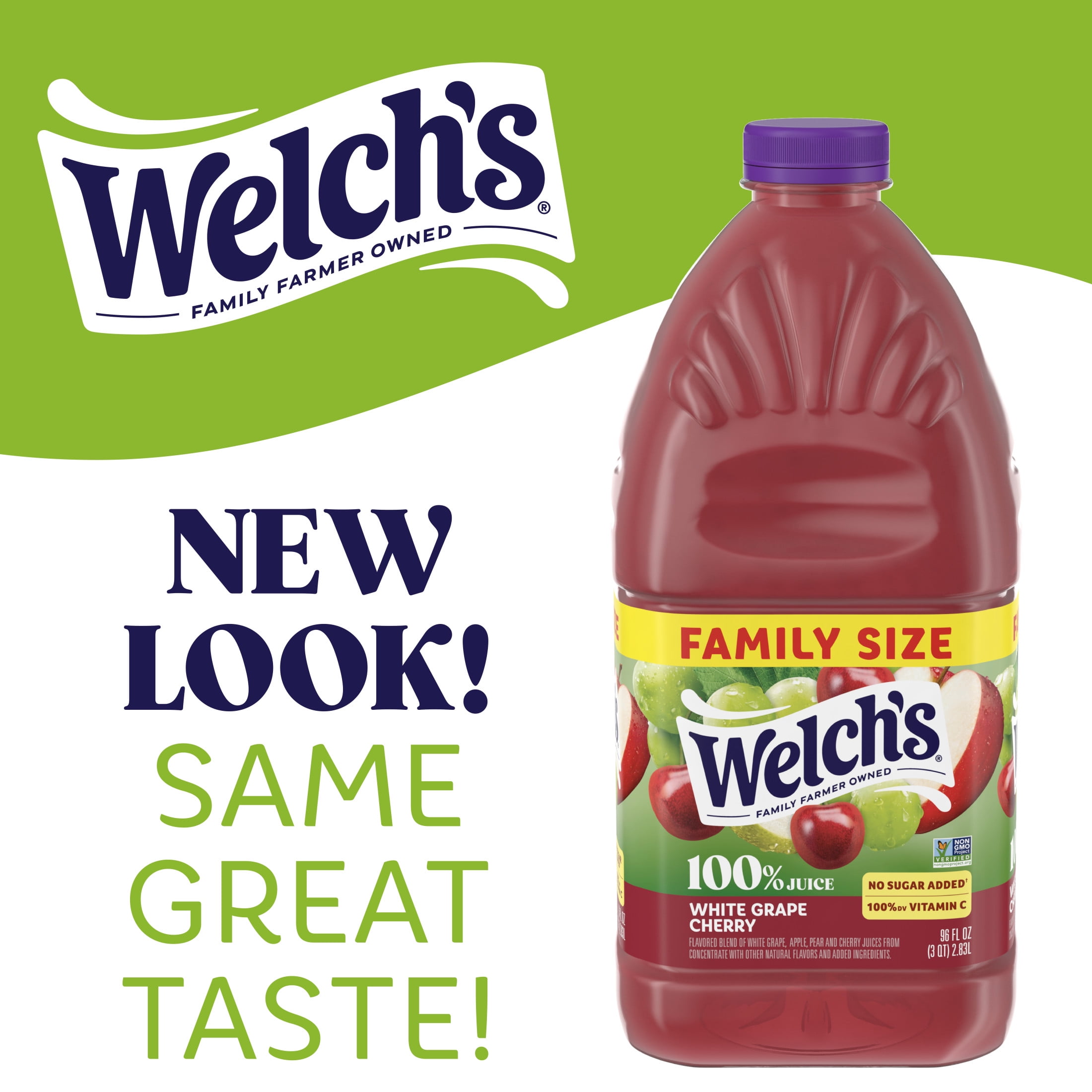 Welch's 100% Juice, White Grape Cherry, 96 fl oz Bottle