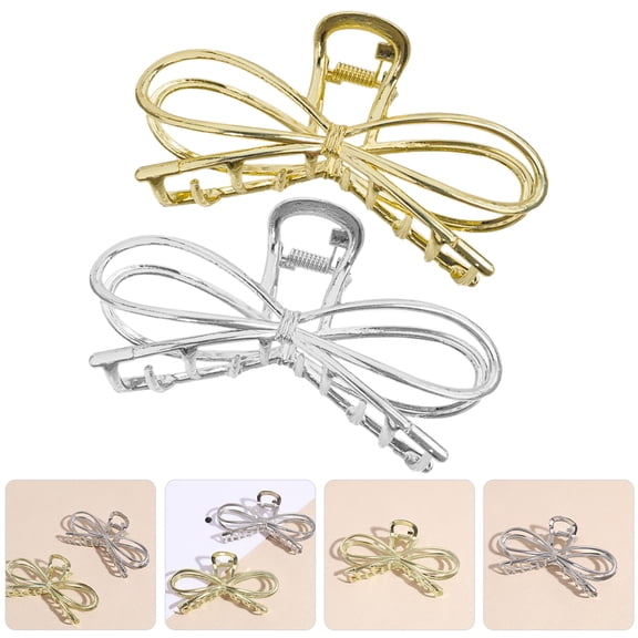 ELAYARD 2-Pack Women's Bow Hair Clips, Alloy Hair Accessories for Styling and Hair Holders, and Stylish