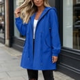 thumbnail image 7 of Karight Womens Waterproof Hooded Raincoat Long Sleeve Zip Up Drawstring Waist Adjustable Cuffs Mid Length Windproof Trench Jacket with Pockets, 7 of 7