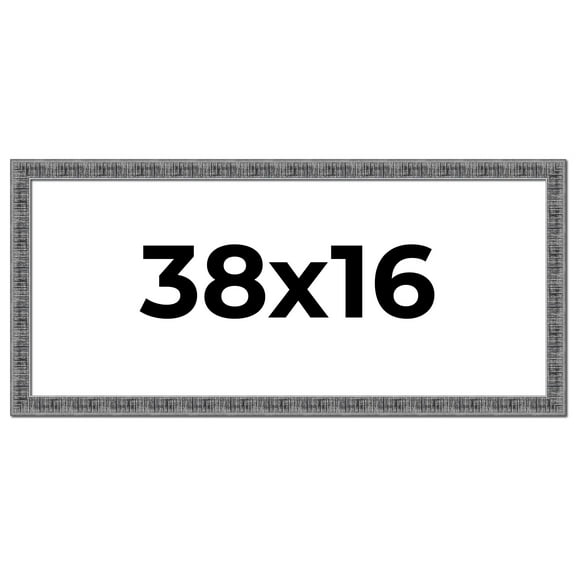 38x16 Frame Silver Black Rustic Sonoma Solid Wood Picture Frame | 1.5 Inch Moulding Width |