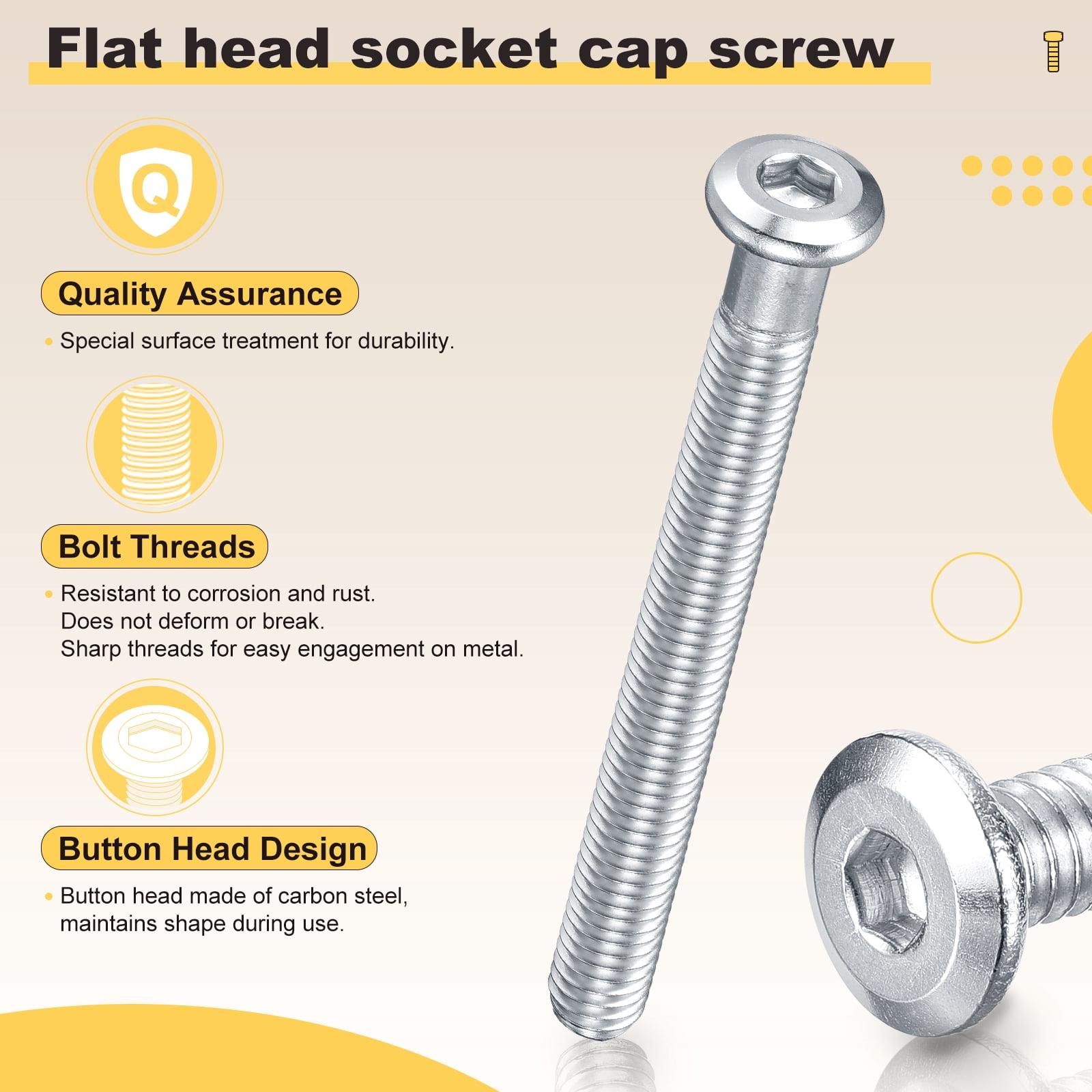 Uxcell Furniture Connector Bolt Cap Nut Kit with Wrench(M6-1x90mm) 24Pcs, Connector Bolts M6 Countersunk Screw Barrel Nuts