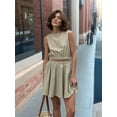 thumbnail image 6 of Women'S 2 Piece Outfits Sleeveless Top and Pleated Skirt Basic Suit Sets Khaki M, 6 of 8