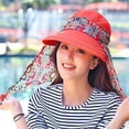 thumbnail image 3 of Gorra de ala ancha con visera para mujer, sombrero para el sol, playa, viajes, verano, sombrero flexible, camping, pesca, ciclismo, jardinería, protección solar plegable, color rojo sandía, 3 of 5