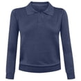 thumbnail image 4 of Fgnfyis Womens T Shirts Fashionable Casual Lapel Solid Color Long Sleeved T Shirt Top Womens Long Sleeve Tops Navy M, 4 of 4