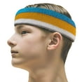 thumbnail image 2 of Couver Triple Color White Striped Sports Head Sweatband Sky Blue Golden Yellow White 3 Pack, 2 of 7