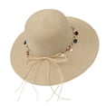 thumbnail image 4 of Sun Hats for Women Women Wide Brim Packable Straw Sun Hat Beach Summer Beige One Size, 4 of 5