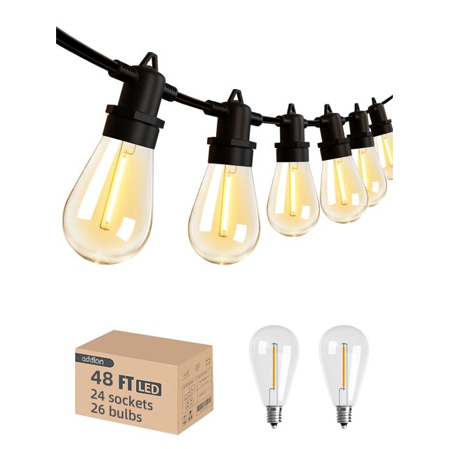 Cadena de luces LED Addlon para exteriores, 15 m, 24 bombillas irrompibles