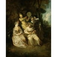 thumbnail image 2 of Jean-Antoine Watteau 20x24 Black Ornate Framed Double Matted Museum Art Print Titled: The Italian Serenade, 2 of 5