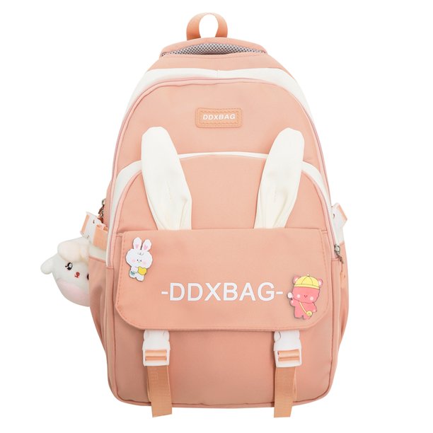 Mochila de conejo para mujer y niña, mochila de viaje, mochila escolar, mochila bonita (rosa)