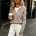 thumbnail image 2 of Lnmiateer Women Fall Winter Henley Neck Sweater 2 in 1 Collared Button Crew Neck Long Sleeve Loose Tunic Tops Office Business Casual Going Out Outfit, 2 of 5