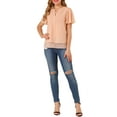 thumbnail image 2 of Allegra K Women's Butterfly Sleeves Layer Loose Chiffon Top Pintuck Blouse, 2 of 5