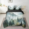 thumbnail image 2 of Manfei Tree Print 7 Pieces Bedding Comforter Set for Teens Boys Girls,Botanical Theme Full Bedding Set Lightweight,Jungle Plants Fitted Sheet Flat Sheet,Luxury Bedroom Decor,Reversible, 2 of 8