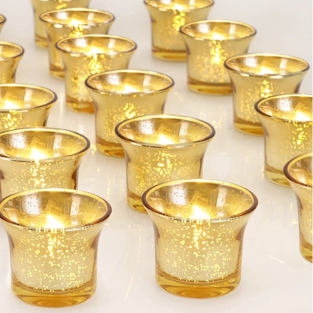 Juego de 48 velas de té a batería y 24 portavelas, idea para centro de mesa, boda, vacaciones, decoración del hogar