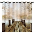 thumbnail image 2 of Fall Season Blackout Curtains for Bedroom Living Room Decor Old Wood Jetty Foggy Fores Grommet Thermal Insulated Drapes Darkening Window Curtain for Bedroom Living Room-52"W x 84"L (Pack of 2), 2 of 7