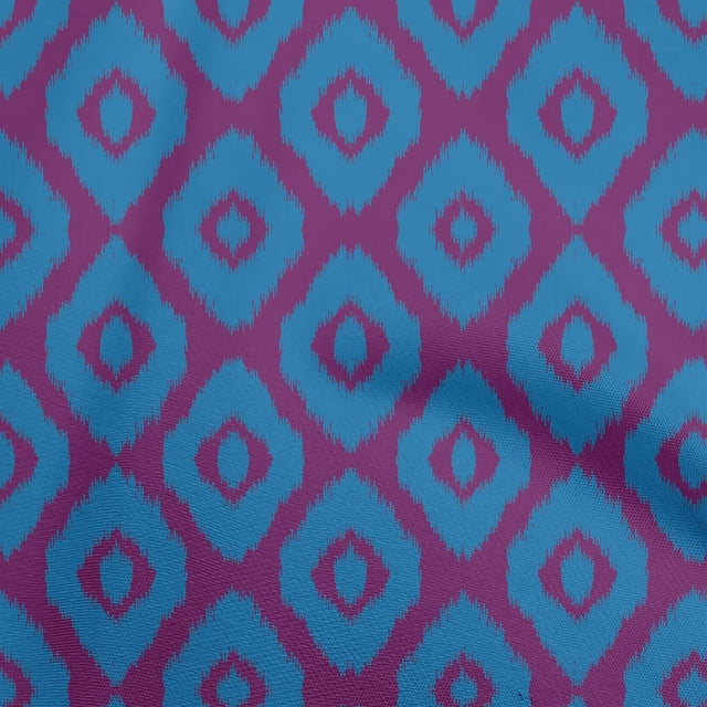 oneOone Polyester Spandex Blue Fabric Asian Ikat Craft Projects Decor Fabric Printed By The Yard 56 Inch Wide