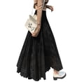 thumbnail image 3 of Thaisu Women Long Lace Pleated Skirt Large Hem Summer Casual Elastic A-line Skirt for Beaches Club Streetwear, 3 of 8