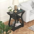 thumbnail image 4 of End Table with Charging Station, Side Table with USB Ports and Outlets, Nightstand, 3 Tier End Table with Storage Shelf for Living Room, Bedroom (Black), 4 of 7