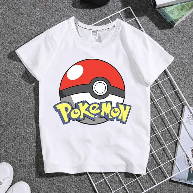 Camiseta de Pokémon para niños y niñas, camisa de manga corta con estampado de dibujos animados de Pikachu, ropa de verano