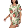 thumbnail image 2 of Rocae Frog Hold Strawberry for Two Piece Sleepwear Pajamas Sets for Women Soft Short-Sleeved Pjs with Lounge Shorts Medium, 2 of 9