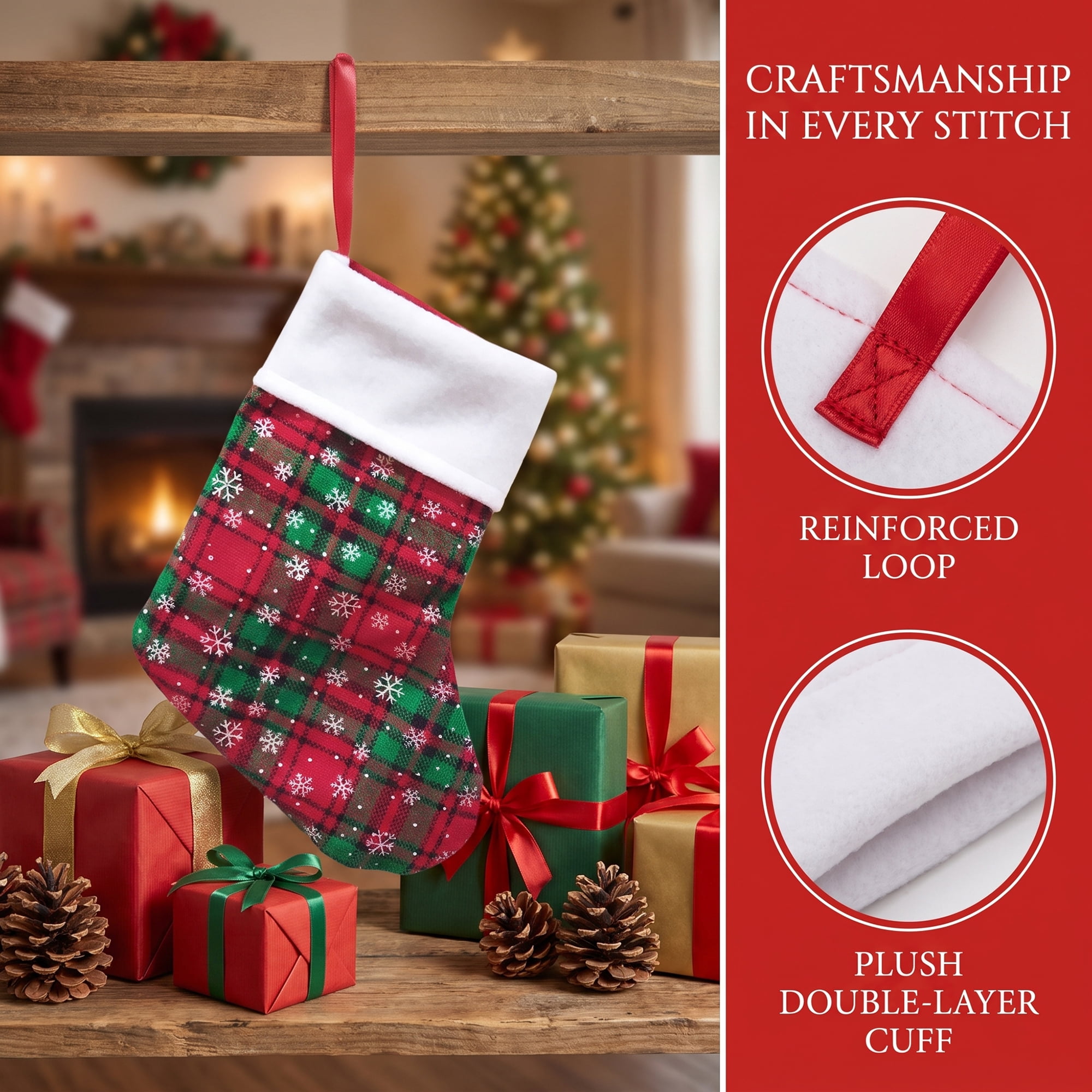 Unique Bargains Monogram Christmas Luxury Initial Knitted Stocking White Red Green 6"H