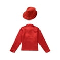 thumbnail image 3 of renvena Kids Boys Sequin Long Sleeve Button-Down Shirt Party Jacket Top with Hat Hip Hop Jazz Dance Red 7-8, 3 of 7