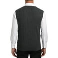 thumbnail image 5 of Kallspin Men's Wool Blend Sweater Vest Cable Knit V Neck Knitted Sleeveless Pullover(Charcoal,2X-Large), 5 of 7