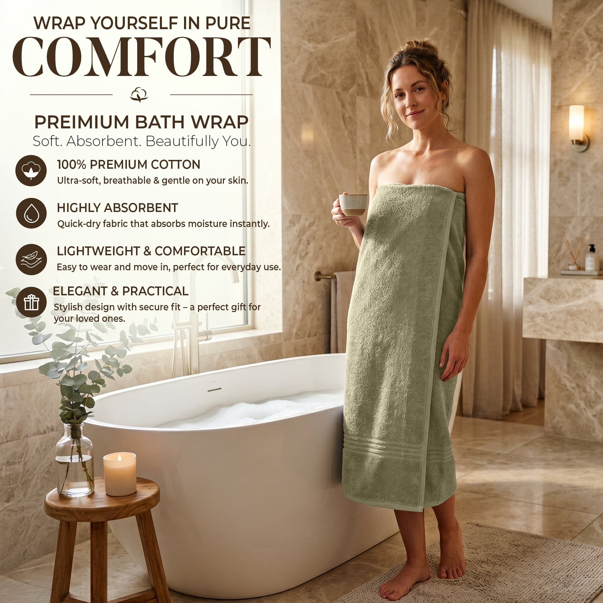 Dan River Bath Sheet 1 pack 40x80 in Soft Absorbent and Quick Dry jumbo Cotton Towel - Beige
