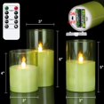 thumbnail image 4 of Velas LED sin llama GenSwin de cristal verde con mando a distancia (juego de 3), 4 of 4