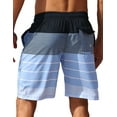 thumbnail image 2 of Traje de baño ELETOP de secado rápido con forro de malla, rayas azules, talla XL, 2 of 5