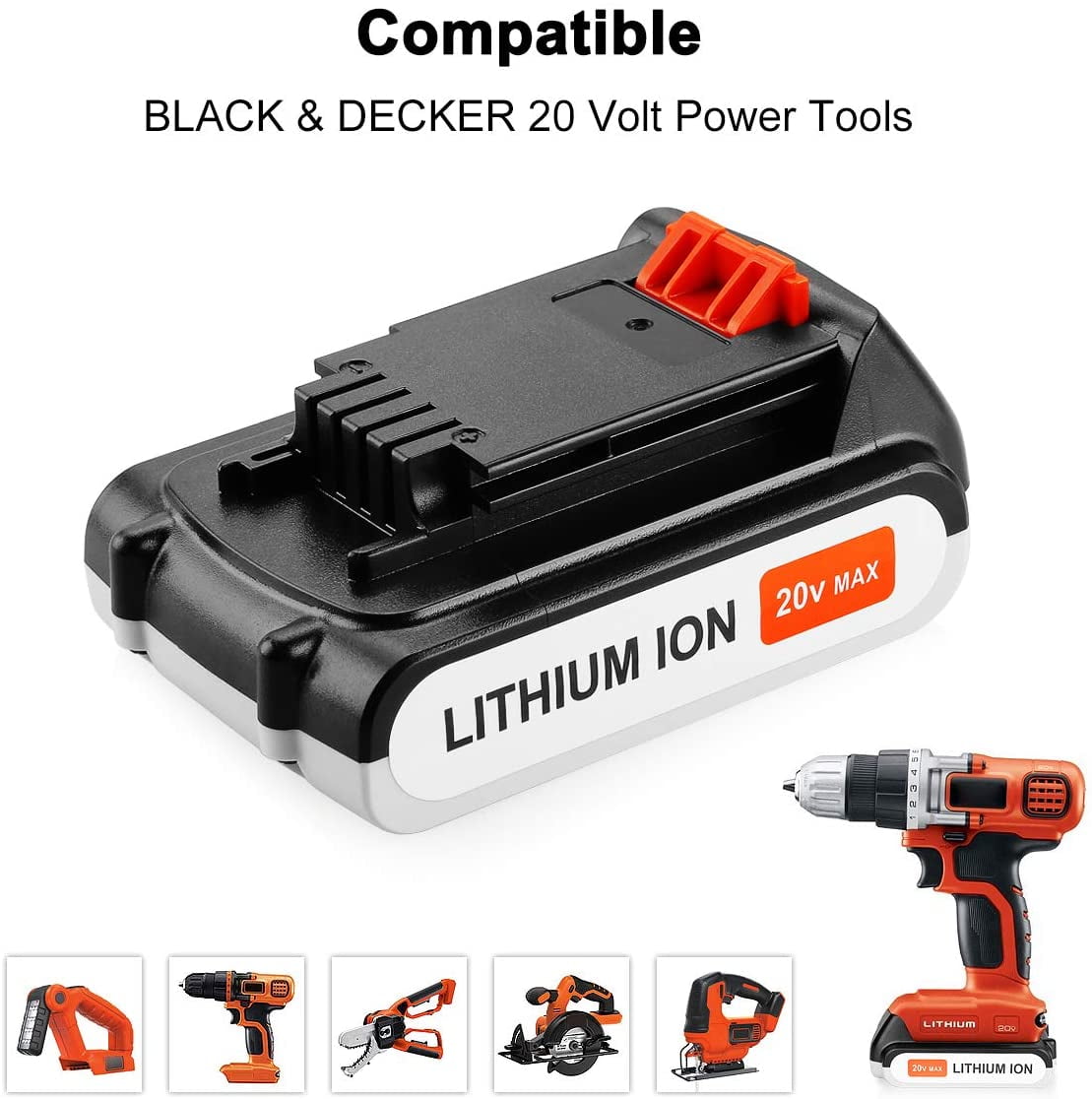 Black & Decker Tool Part LBXR2020 20V MAX* 2.0 Ah Lithium Battery Pack -  Mike's Tools