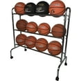 thumbnail image 3 of Champion Sports Three Tier Basketball Storage Cart Rack, 12 Ball Capacity (Silver), 3 of 5