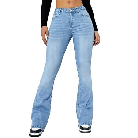 Outfmvch Vintage Jeans Cargo Jeans for Women Womens Jeans Womens Jeans Bootcut Capri Jeans for Women s Jeans Womens Straight Leg Jeans Blue 1 2xl