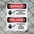 thumbnail image 4 of High Voltage Inside Do Not Open Bilingual OSHA Danger Rigid Plastic Sign 10 Inch x 7 Inch - 10 Pack, 4 of 8