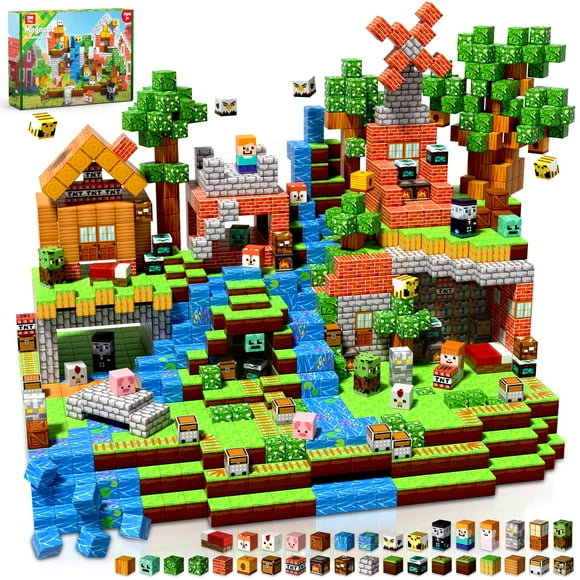 Goody King 300PCS Magnetic Blocks - Forest Magnetic Building Blocks, Stacking Magnets for Kids, Strong Magnets, Sensory Toy for STEM Learning Toys for Kids 3+ Boys an