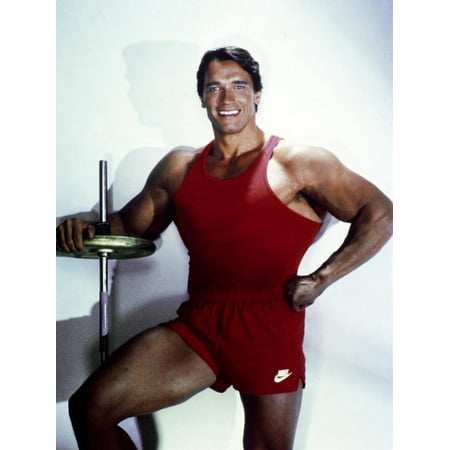 Arnold Schwarzenegger posed in Red Gym Outfit Print Wall Art By Movie Star