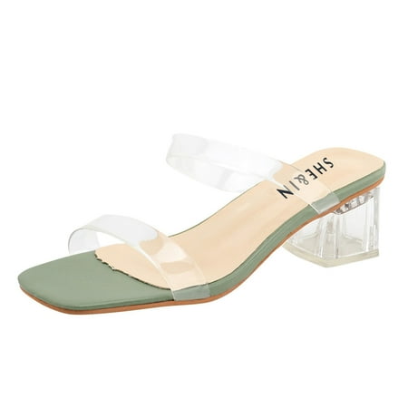 

Aayomet House Slippers for Women Heels Fashion Breathable Sandals Women s Shoes Thick-soled Casual High Women s slipper Green 8.5