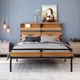 thumbnail image 2 of Metal and Wood Bed Frame with Headboard and Footboard, Full Size Platform Bed, No Box Spring Needed, Easy Assembly(Black), 2 of 6