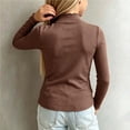 thumbnail image 5 of YHAJDS Girl Ruffle Sweatshirts Fall Pullover Shirts Solid Color Half Turtleneck Long Sleeve Ruffle Trim Fleece Elastic Base Tops, 5 of 6