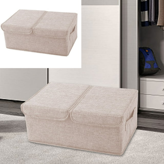 Cesta Organizadora Plegable de Tela de Lino con Tapa Abatible y Asas, Caja Grande para Juguetes, Ropa y Mantas, Ideal para Guardería, Sala de Juegos, Hogar, Oficina y Armario.