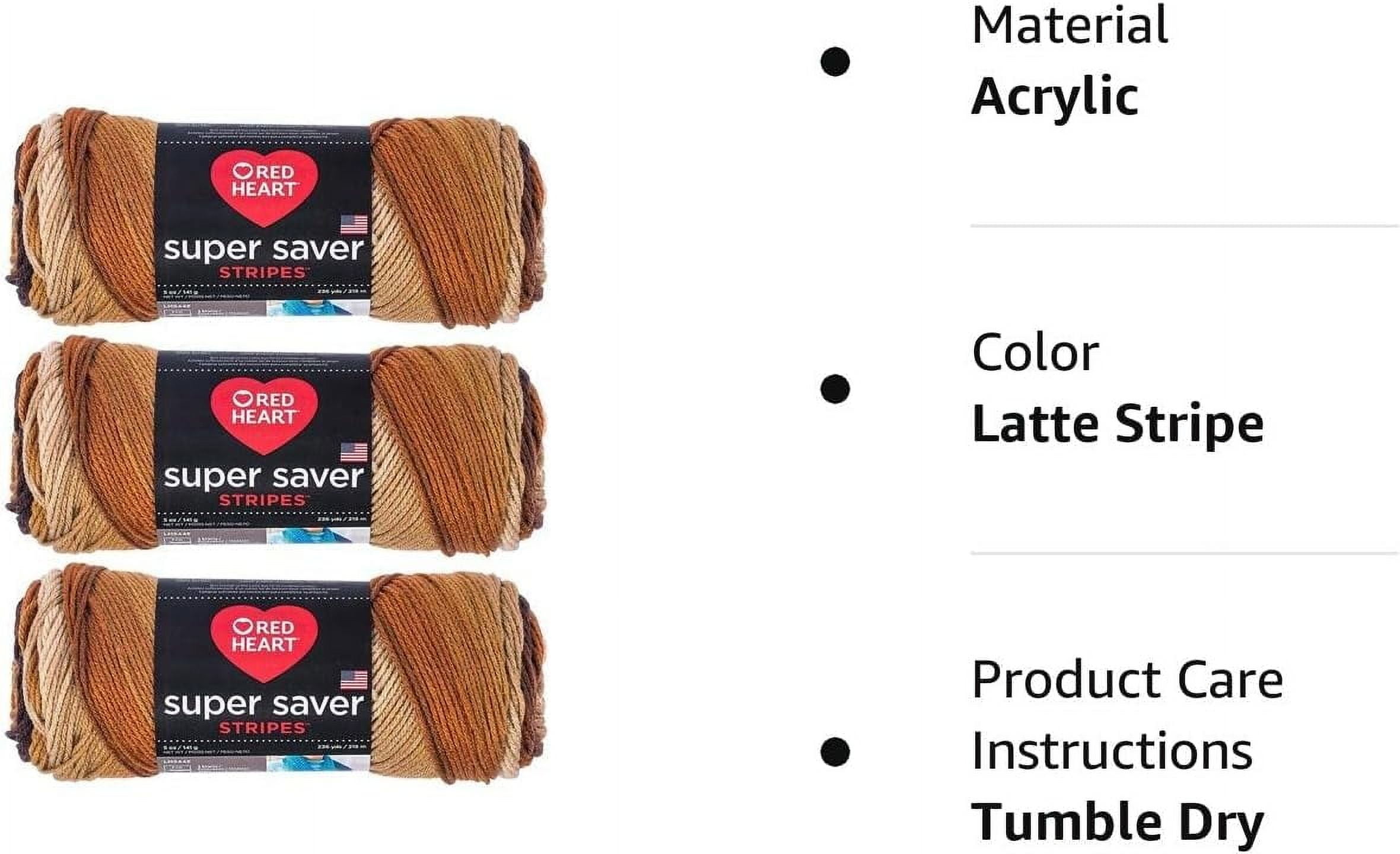 Red Heart Bulk Buy Worsted Weight Acrylic Latte Stripe Yarn, 3-Pack