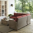 thumbnail image 5 of Crosley Furniture Bradenton 4-Piece Outdoor Wicker Seating Set with Sangria Cushions - Right Corner Loveseat, Left Corner Loveseat, Corner Chair, Sectional Glass Top Coffee Table, 5 of 20