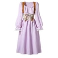 thumbnail image 4 of Girls Renaissance Corset Dress Puff Sleeve Peasant Medieval Dresses Ruffle Cute Elegant Party Outfits Purple, Size 10 Y, 4 of 7