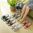 thumbnail image 3 of Zapatillas de casa para mujer, de verano, para interior, antideslizantes, para cuatro estaciones, universales, para hombre, de primavera y otoño, de lino y algodón, 3 of 6