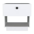 thumbnail image 5 of LiviNest Single Drawer Nightstand 19"H with Open Storage Shelf, White - Compact Bedside Table for Small Bedrooms, Bedroom Furniture, 5 of 6