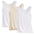 thumbnail image 2 of AHMOMEI 3 Pack Womens Sleeveless Scoop Neck Tank Top Seamless Slim Fit Camisole Plus Size Tank Tops Racerback Womens Shirts White M, 2 of 8