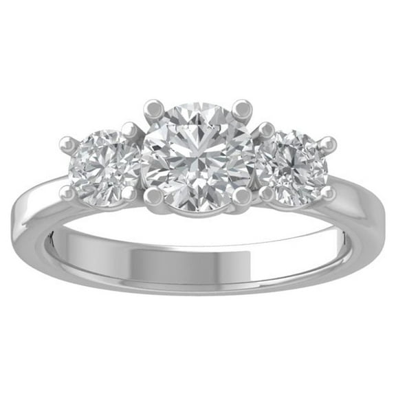 ARAIYA FINE JEWELRY 10K White Gold Lab Grown Diamond Three Stone Engagement Ring (1 5/8 cttw, D-F Color, VS Clarity) Size 9